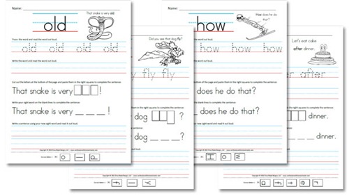 the word, writing sight free own  reading tracing first printable on the worksheets then word, word their it grade