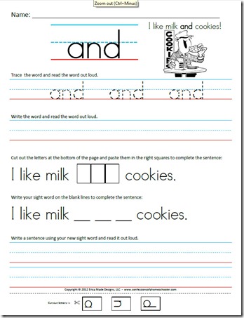 Free Kindergarten Sight Word Sentence Worksheets ...